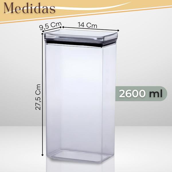 Imagem de Kit 3 Potes Herméticos 2600ml Grande Paramount Transparente de Acrílico