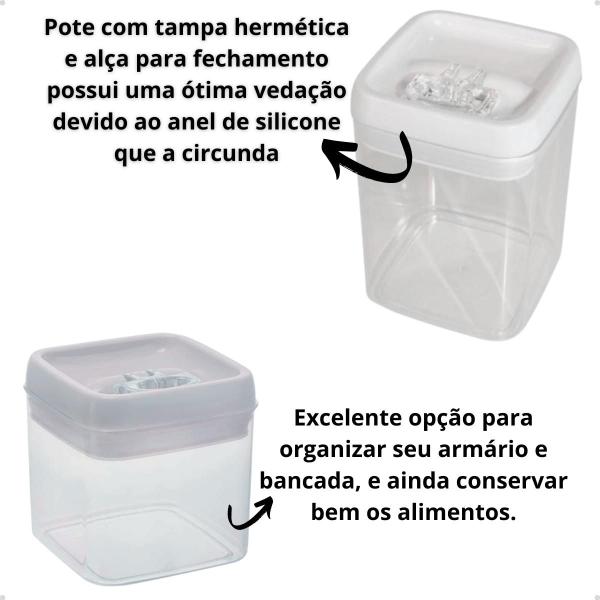 Imagem de Kit 3 Potes Herméticos 280ml, 1l e 1,8l