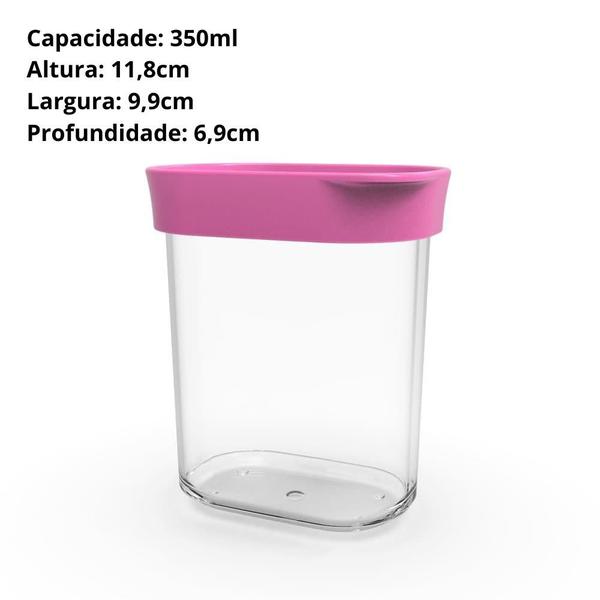 Imagem de Kit 3 Potes Herméticos Alimentos 150ml 350ml 500ml Rosa