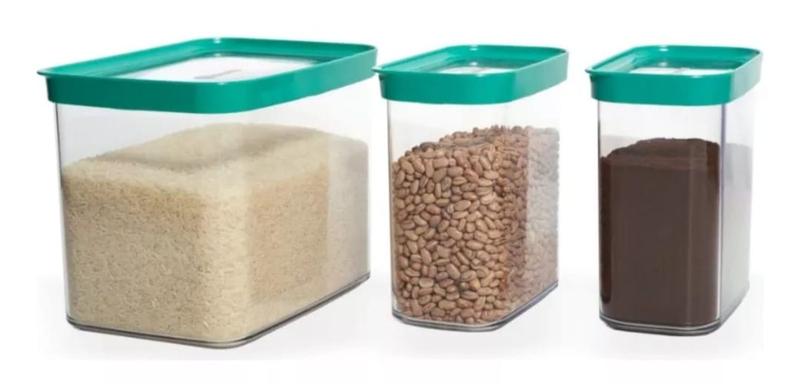 Kit 3 Potes Herméticos Para Mantimentos Cozinha - Helsim Imagem de Kit 3 Potes Herméticos Para Mantimentos Cozinha