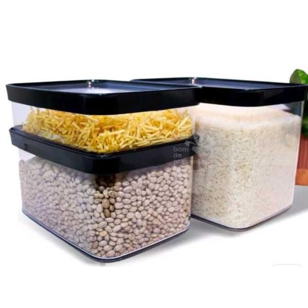 Kit 3 Potes Herméticos Porta Mantimentos 1100/2500/4000ml - Helsim Imagem de Kit 3 Potes Herméticos Porta Mantimentos 1100/2500/4000ml