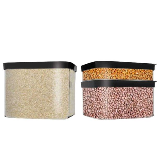 Kit 3 Potes Herméticos Porta Mantimentos 1100/2500/4000ml - Helsim Imagem de Kit 3 Potes Herméticos Porta Mantimentos 1100/2500/4000ml
