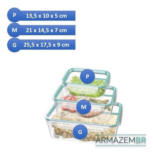 Imagem de Kit 3 Potes Herméticos Vasilhas Com Tampa Geladeira Cozinha