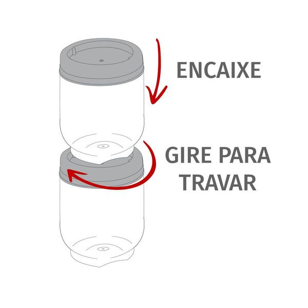 Imagem de Kit 3 Potes Organizadores 380ml Cores Escuras Gira e Trava Plasútil