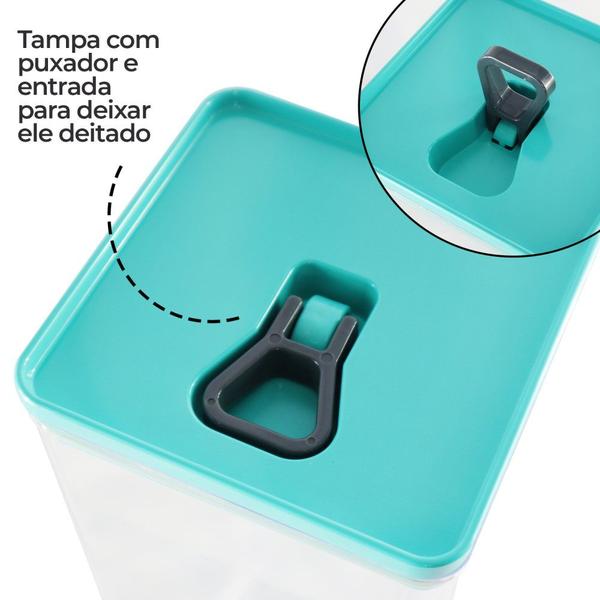 Imagem de Kit 3 Potes Organizadores Herméticos 1L/1,5L/ 2,5L Dubai Unitermi Multiuso Moderno p/ Arroz Feijão Macarrão Doce Bolacha Farinha Café Açúcar Tapioca