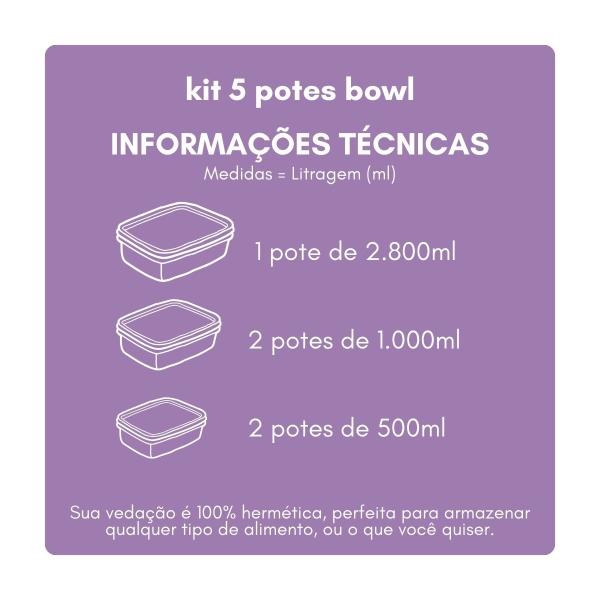 Imagem de Kit 3 Potes Plastico Redondos Bowl Livre Bpa