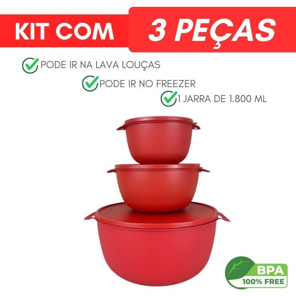 Imagem de Kit 3 Potes Plastico Redondos Bowl Livre Bpa