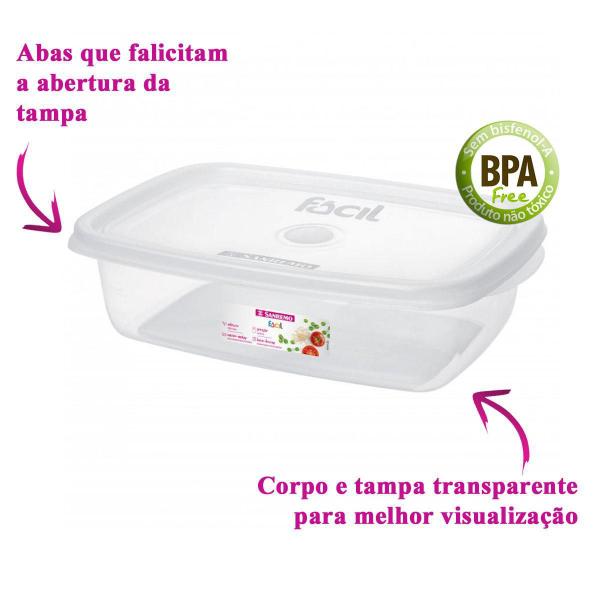 Imagem de Kit 3 Potes Plástico Retangular 785ml Transparente