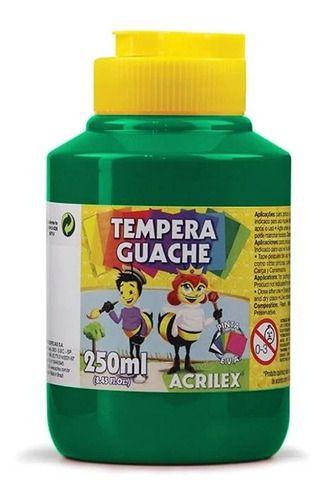 Imagem de Kit 3 Potes Tinta Guache Verde Preto Branco 250ml Acrilex