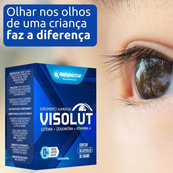 Imagem de Kit 3 Potes Visolut Suplemento Para Olhos Natural Zeaxantina Luteína + Vitamina A 180 Capsulas 100% Original Natunéctar