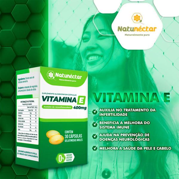 Imagem de Kit 3 Potes Vitamina E 400mg Suplemento Natural Natunectar 100% Puro Original 90 Capsulas 400UI