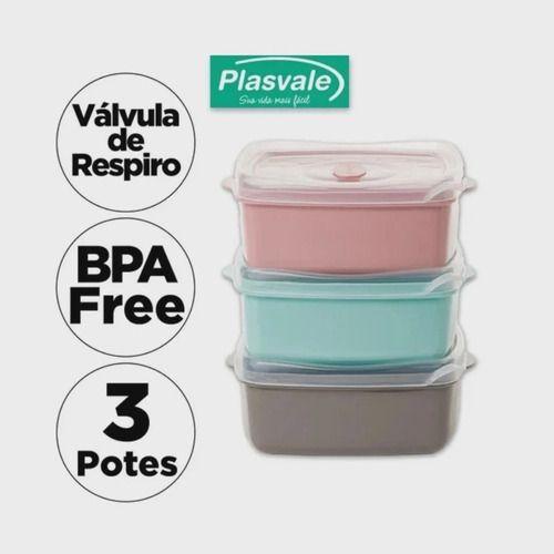 Imagem de Kit 3 Potes Wave 600ml P/ Micro-ondas Freezer Bpa Free 15cm