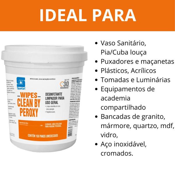 Imagem de Kit 3 potes Wipes Clean By Peroxy Lenços Limpeza - Spartan