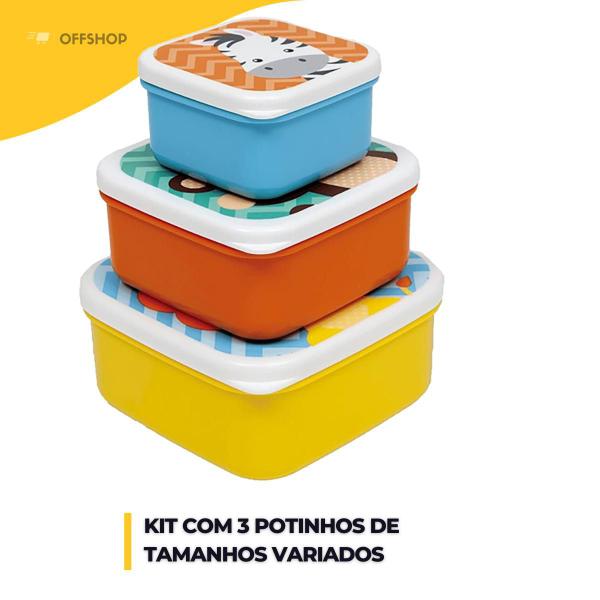 Imagem de Kit 3 Potinhos Infantil Alimentação Lanche Papinha Lancheira