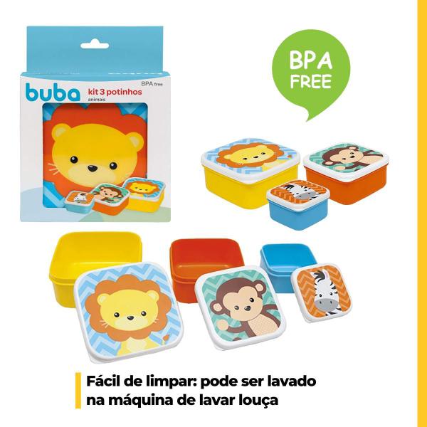 Imagem de Kit 3 Potinhos Infantil Alimentação Lanche Papinha Lancheira