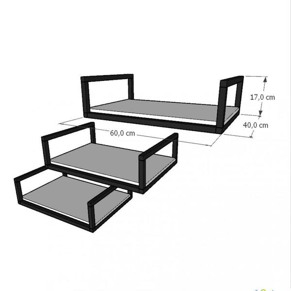 Imagem de Kit 3 Prateleira industrial suspensa parede nicho branco cozinha escritorio sala quarto infantil