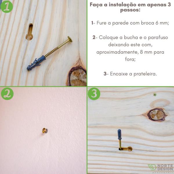 Imagem de kit 3 Prateleira Madeira para Plantas Decoração nicho C/1