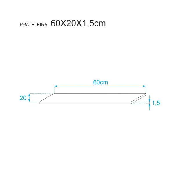 Imagem de Kit 3 Prateleiras 60 x 20cm Branca Suporte Invisível