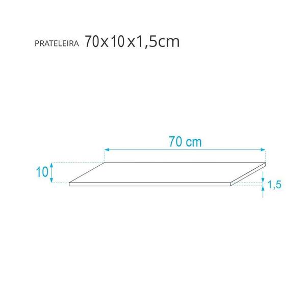 Imagem de Kit 3 Prateleiras 70 x 10cm Cinza Claro Suporte Invisível