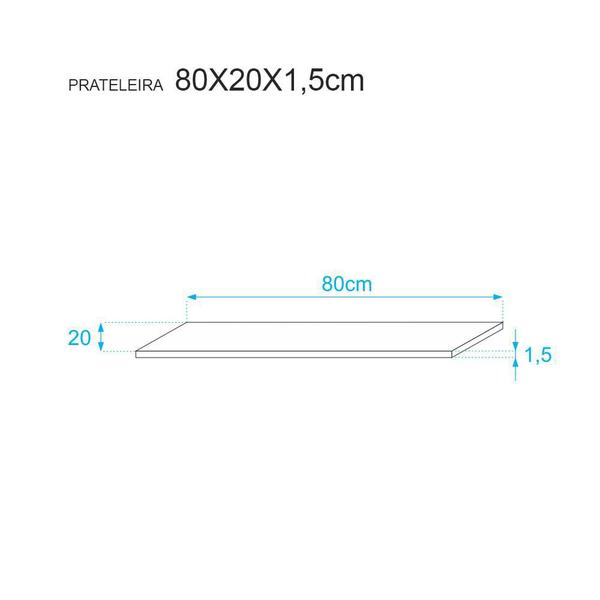 Imagem de Kit 3 Prateleiras 80 x 20cm Nogal Suporte Invisível