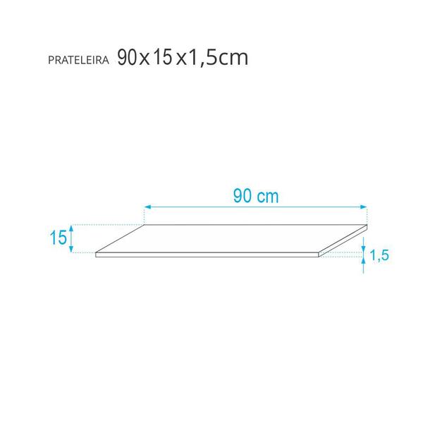 Imagem de Kit 3 Prateleiras 90 x 15cm Cinza Claro Suporte Invisível