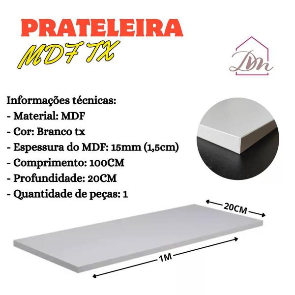 Imagem de Kit 3 Prateleiras Branca Suporte Invisivel 100X20 Decorativa