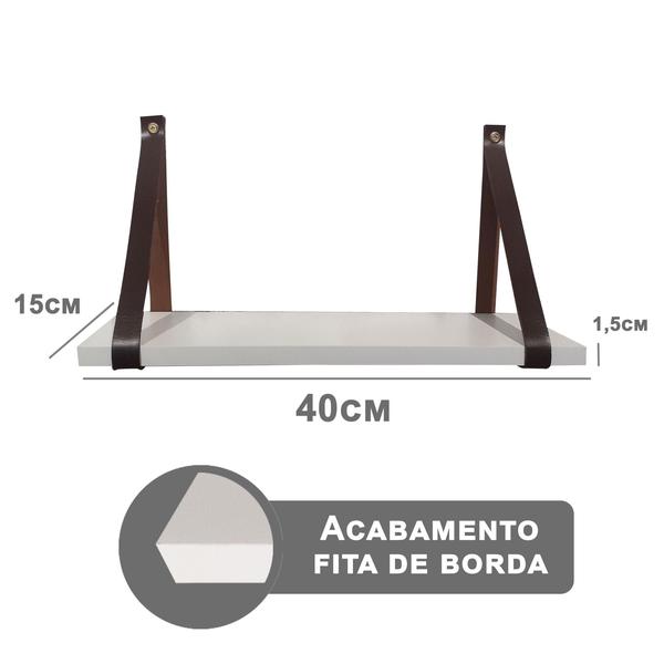 Imagem de Kit 3 Prateleiras Em Mdf 40X15Cm Alça Marrom P Sala Quarto