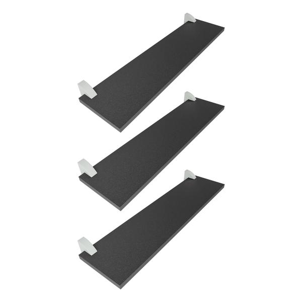 Imagem de Kit 3 Prateleiras MDF Preto Multiuso com Suporte Bico Tucano 60x20