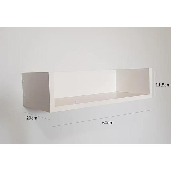 Imagem de Kit 3 Prateleiras para Livros, Decoração 60cm X 20cm X 11,5cm 100% Mdf Branco