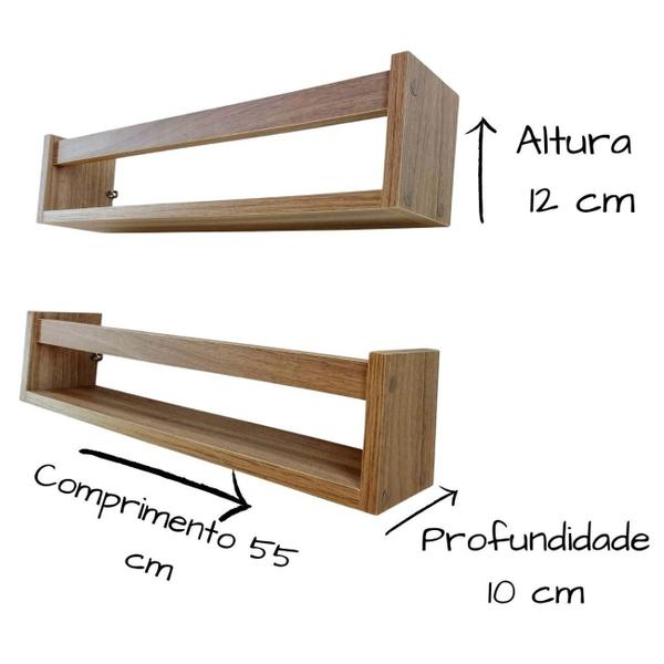 Imagem de Kit 3 Prateleiras Para Livros Infantis Estante Organizadora de Brinquedos Nicho Revisteiro Mdf 55 cm