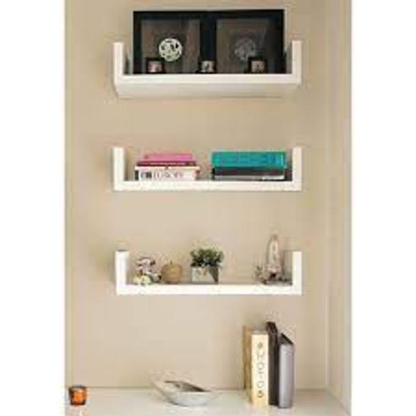 Imagem de Kit 3 Prateleiras U 60cm Branco Livros Decoração