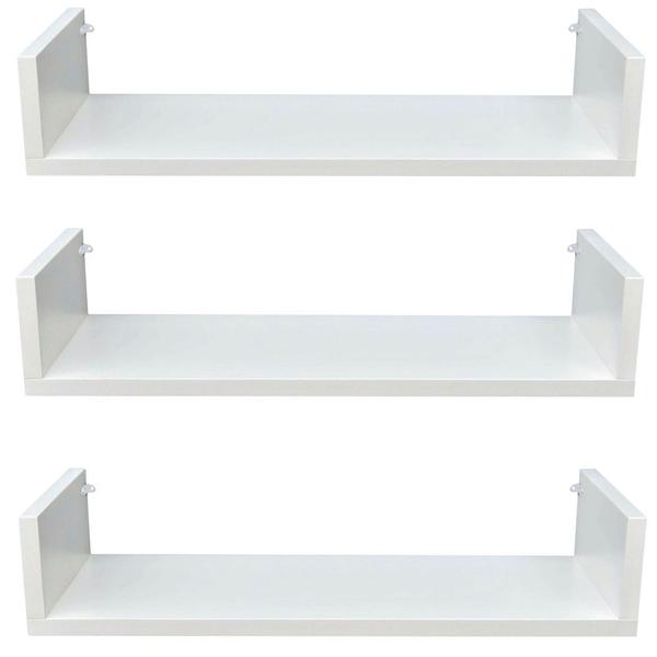 Imagem de Kit 3 Prateleiras U Mdf 40x15cm Branco Nicho Livros Revista