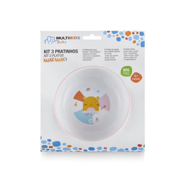 Imagem de Kit 3 Pratinhos NhacNhac Pet Buddies Rosa BPA Free