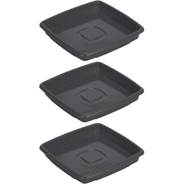 Imagem de Kit 3 Pratos Para Vaso Quadrado 20,5cm X 2,5cm ErcaPlast