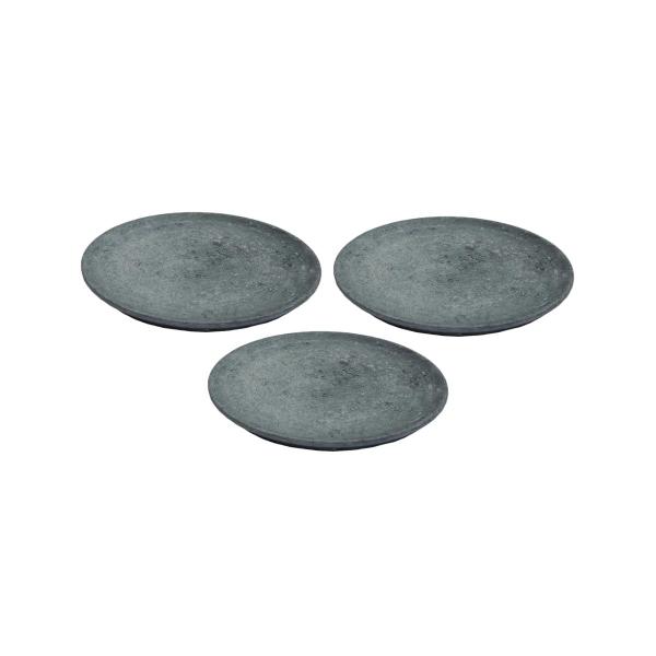 Kit 3 Pratos Raso Redondo Pedra Sabão Sobremesa e Bolos 18cm - Industria São Jose Imagem de Kit 3 Pratos Raso Redondo Pedra Sabão Sobremesa e Bolos 18cm