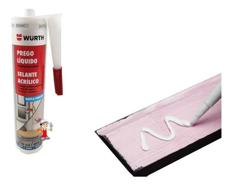 Kit 3 prego liquido wurth adesivo cola para roda pé polietileno/madeira/mdf a melhor - Würth Imagem de Kit 3 prego liquido wurth adesivo cola para roda pé polietileno/madeira/mdf a melhor