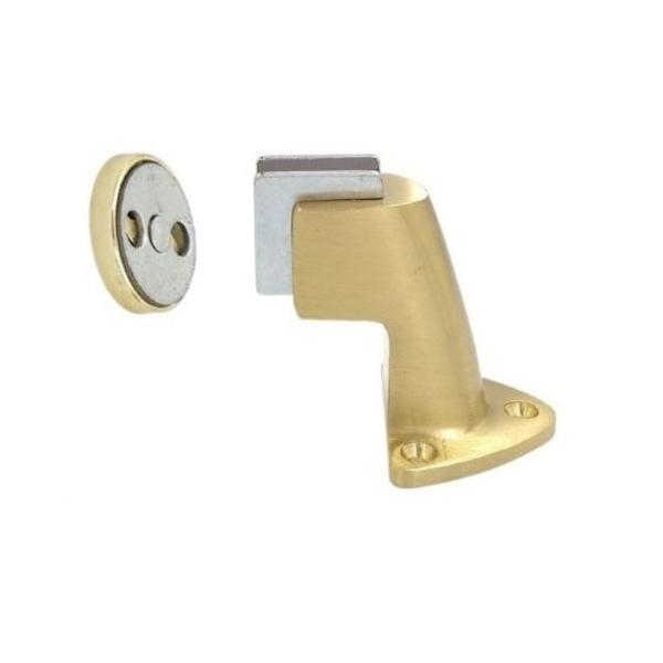 Imagem de Kit 3 prendedor fixador trava porta magnético dourado escovado acetinado 808 imab ima piso e parede