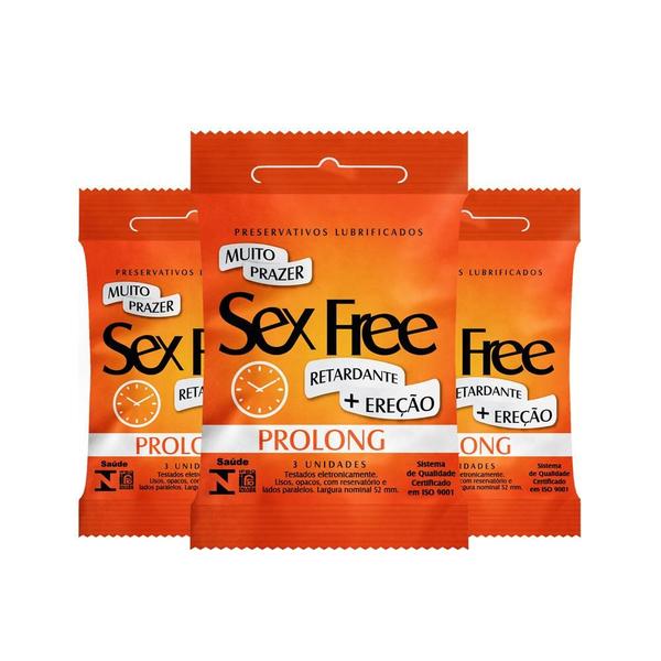 Imagem de Kit 3 Preservativo Sex Free Prolong 3 Unidades