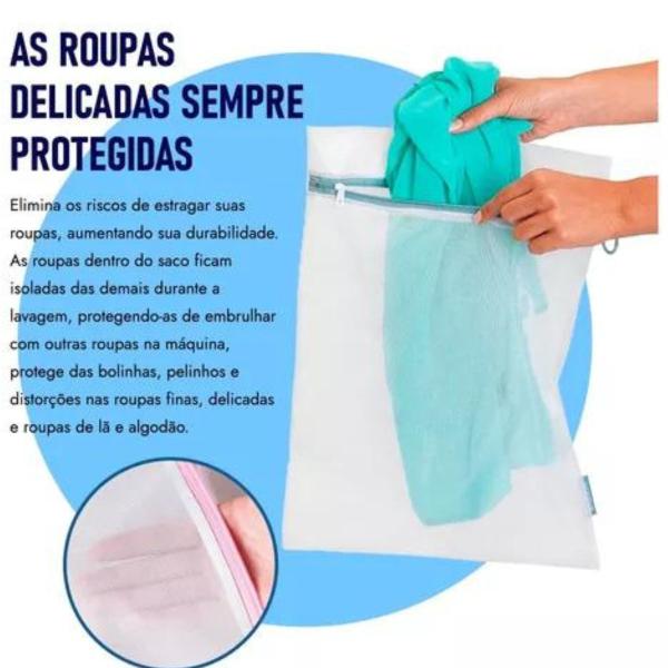 Imagem de Kit 3 Protetores Para Lavar Roupas Delicadas-Saquinho P M G 