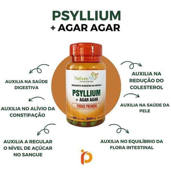 Imagem de Kit 3 Psyllium + Agar Agar 60 Cápsulas 500mg