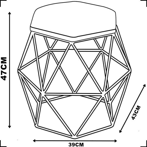 Imagem de Kit 3 Puff Decorativos Aramado Hexagonal Suede Cores Pé Aramado Bronze/Dourado/Preto - Clique E Decore