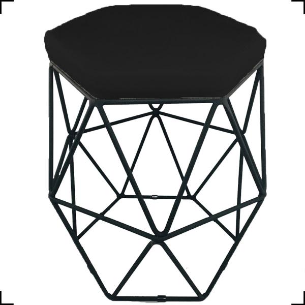 Imagem de Kit 3 Puff Decorativos Aramado Hexagonal Suede Cores Pé Aramado Bronze/Dourado/Preto - Clique E Decore