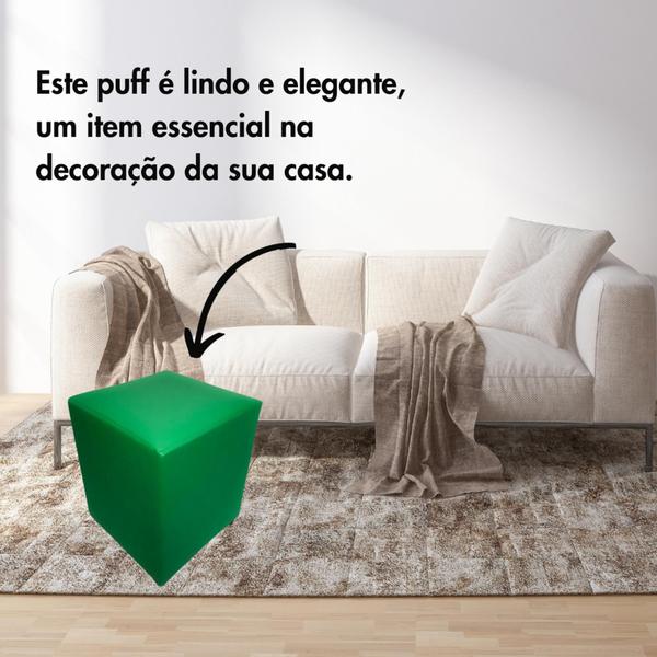 Imagem de Kit 3 Puffs Quadrados Cubo Banquinho Banqueta Decorativo Sala