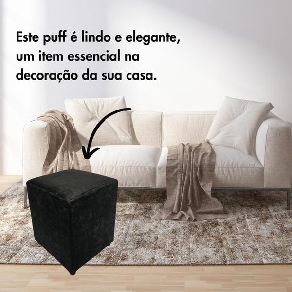 Imagem de Kit 3 Puffs Quadrados Cubo Banquinho Banqueta Decorativo Sala