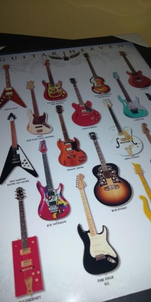 Imagem de Kit 3 Quadros Guitar Heaven Guitarras Arte Poster Moldurado