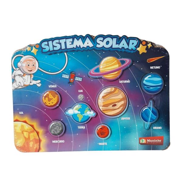 Imagem de Kit 3 Quebra-cabeça Infantil Mapa do Brasil + Mundi + Sistema Solar - Maninho
