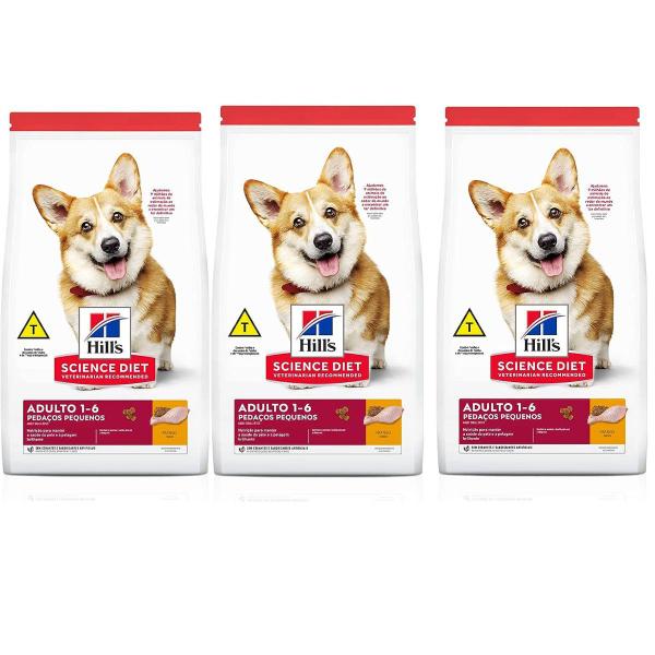 Kit 3 Ração Hills Science Diet Pedaços Pequenos Adulto 800G Imagem de Kit 3 Ração Hills Science Diet Pedaços Pequenos Adulto 800G