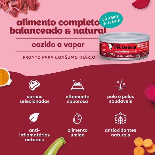 Imagem de Kit 3 Rações Úmidas Pet Delícia para Cães Caçarolinha de Carne 110g