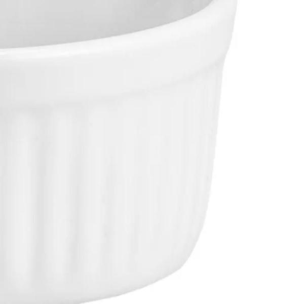 Imagem de Kit 3 Ramekin Canelado De Cerâmica Porta Molho Porção Caldos Molheira Branco 100ml