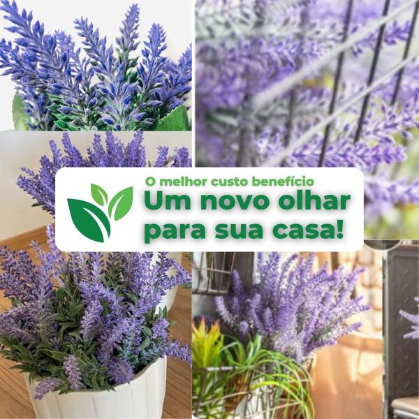 Imagem de Kit 3 Ramos flores lavanda arranjos artificiais buquê